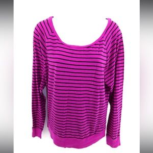 Victoria's Secret PINK Long Sleeve T Shirt Scoop Neck Tee Purple Striped